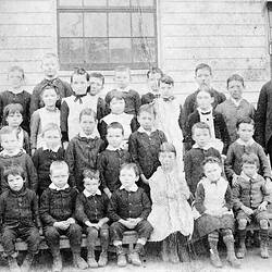 Negative - Pupils & Teacher, Kyneton District, Victoria, circa 1870