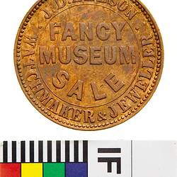 Token - 1 Penny, J.D. Leeson, Watchmaker & Jeweller, Fancy Museum, Sale, Victoria, Australia, 1862