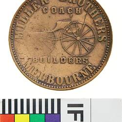 Token - 1 Penny, Miller Brothers, Coach Builders, Melbourne, Victoria, Australia, 1862