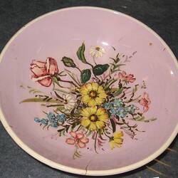 Bowl - Isobel Ceramic Studio, Pink Floral Ceramic, circa 1960s