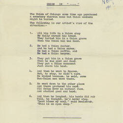 Poem - H.V. McKay, 'Union In', circa 1911