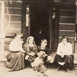 Digital Photograph - Family & Dog on Front Porch, Heidelberg, 1918