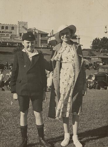 Digital Photograph - Boy & Girl Ready to Go to Luna Park, Esplanade, St Kilda, 1937