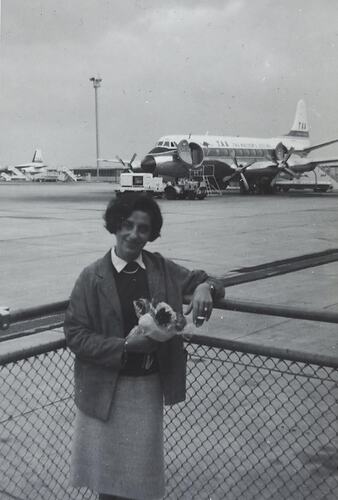 Digital Photograph - Woman Ready for Overseas Business Trip, Essendon Airport, 1966