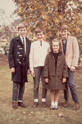 Digital Photograph - Three Boys & Girl outside Family Home, Syndal, circa 1968