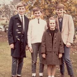 Digital Photograph - Three Boys & Girl Outside Family Home, Syndal, circa 1968