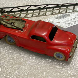 Toy Fire Engine - Ladder Truck, Red Metal, circa 1950s