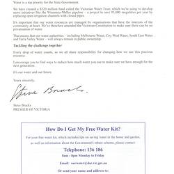 Letter - 'Water: The Challenge Ahead', 2003