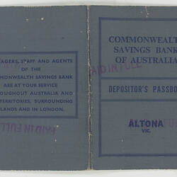 Passbook - Commonwealth Savings Bank, Altona Migrant Hostel, Myerscough, 1965-1966
