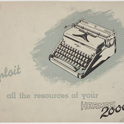 Booklet - Instruction, Hermes Polyglot 2000 Typewriter, 1952