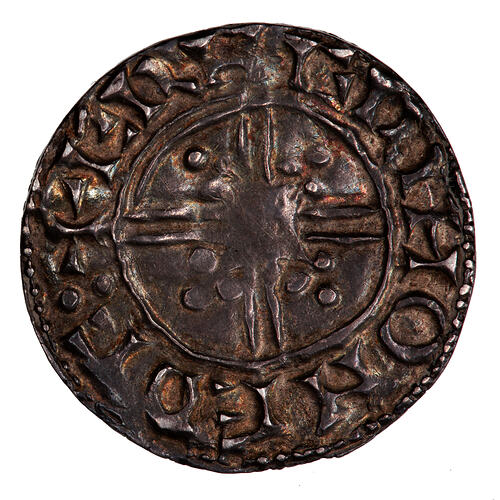 Coin, round, Short cross voided with trefoils between the arms of the cross (weakly struck at centre).