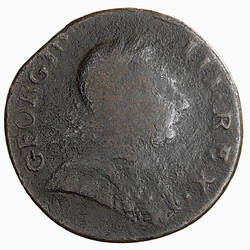 Coin - Halfpenny, George III, Great Britain, 1772 (Obverse)