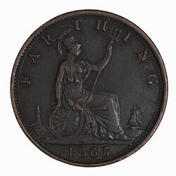 Coin - Farthing, Queen Victoria, Great Britain, 1865 (Reverse)