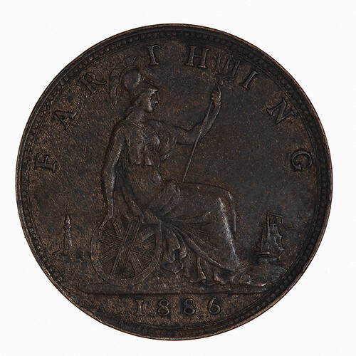 Coin - Farthing, Queen Victoria, Great Britain, 1886 (Reverse)