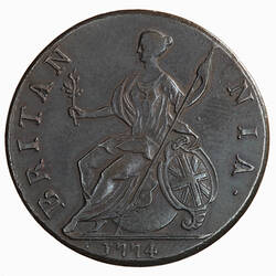 Coin - Halfpenny, George III, Great Britain, 1774 (Reverse)