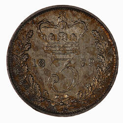 Coin - Threepence, Queen Victoria, Great Britain, 1879 (Reverse)