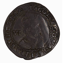 Coin - Sixpence, James I, England, Great Britain, 1621 (Obverse)