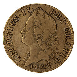 Coin - Guinea, George II, Great Britain, 1745 LIMA (Obverse)