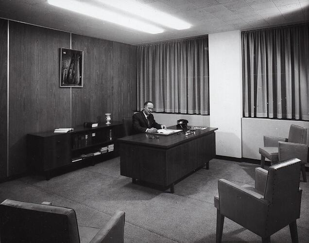 Photograph - Kodak Australasia Pty Ltd, Interior View of Office from Building 8, Head Office & Sales & Marketing at the Kodak Factory, Coburg, 1964