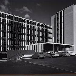 Photograph - Kodak Australasia Pty Ltd, Exterior View of Building 8 & Car Park, Head Office & Sales & Marketing at the Kodak Factory, Coburg, 1964