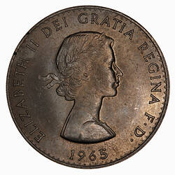 Coin - Crown, Churchill Commemorative, Queen Elizabeth II, Great Britain, 1965 (Obverse)