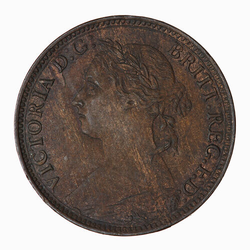 Coin - Farthing, Queen Victoria, Great Britain, 1888 (Obverse)