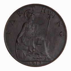 Coin - Farthing, George V, Great Britain, 1913 (Reverse)
