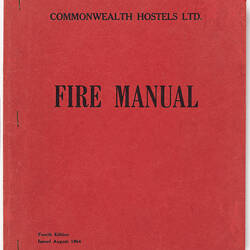 Book - 'Fire Manual', Commonwealth Hostels Limited, Fourth Edition, 1964