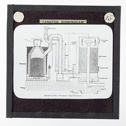 Lantern Slide - Tangyes Ltd, Pressure Gas Producer Plant Cross-Section, circa 1910