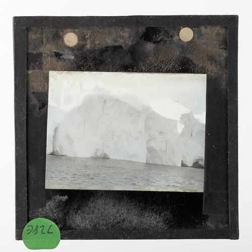 Lantern Slide - Side Face of an Iceberg, BANZARE Voyage 2, Antarctica, 1930-1931