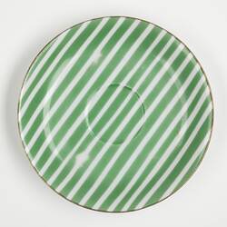 Saucer - Nathco Chinaware, Green & White Stripe, circa 1957