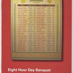 Programme - 'Eight Hour Day Banquet',  2006