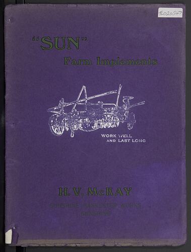 Catalogue - H.V. McKay, 'Sun' Farm Implements, Sunshine, Victoria, circa 1912