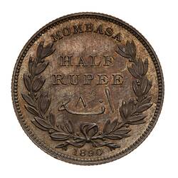 Proof Coin - 1/2 Rupee, Mombasa, Kenya, 1890