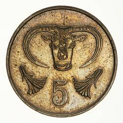 Coin - 5 Cents, Cyprus, 1983