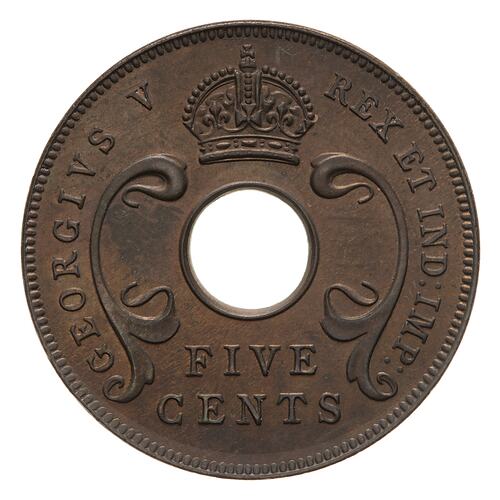 Specimen Coin - 5 Cents, British East Africa, 1925