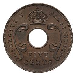 Specimen Coin - 5 Cents, British East Africa, 1925