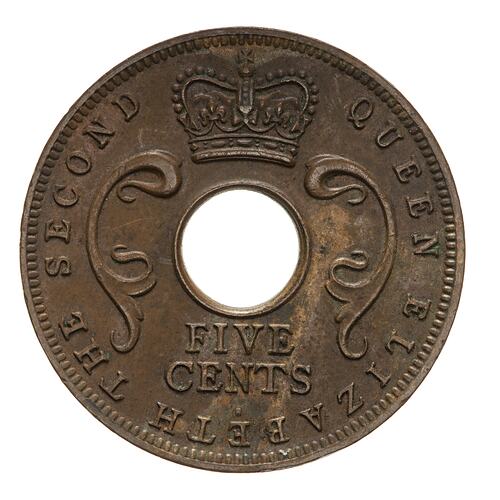 Coin - 5 Cents, British East Africa, 1956