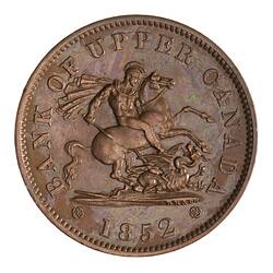 Token - 1 Penny, Bank of Upper Canada, Canada, 1852
