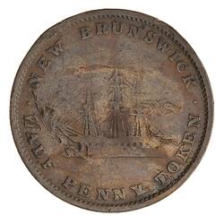Coin - 1/2 Penny, New Brunswick, Canada, 1843