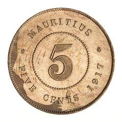 Coin - 5 Cents, Mauritius, 1917
