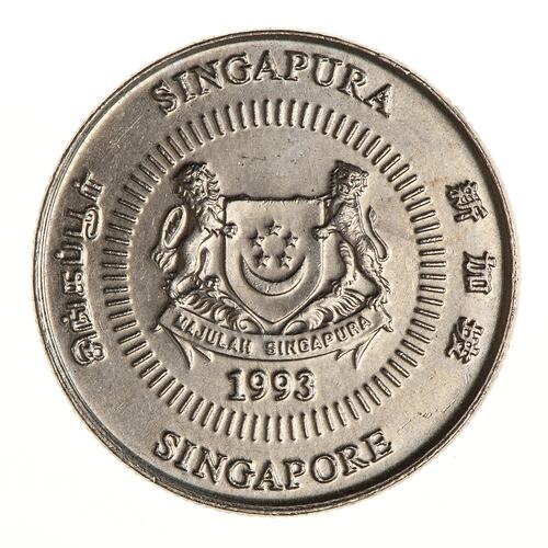 Coin - 10 Cents, Singapore, 1993