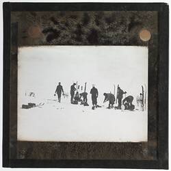 Lantern Slide - Discovery II and RAAF Search Party at 'Little America', Ellsworth Relief Expedition, Antarctica, 1935-1936