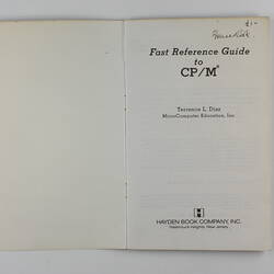 Book - Terrence L Disz, 'Fast Reference Guide - CP/M', Hayden, 1984