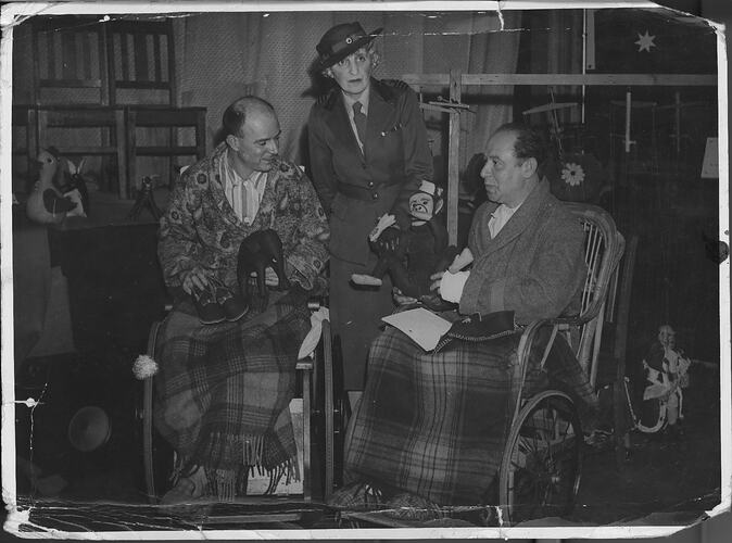 Photograph - Leo Sterne & Man in Wheelchairs with Woman, circa 1940