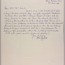 Letter - To Mr & Mrs Ward from H.R. Coghill, East Malvern, 22 Nov 1961