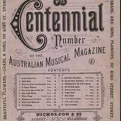 Song Book - Australian Musical Magazine,'Centennial Number', Nicholson & Co., Melbourne, circa 1885