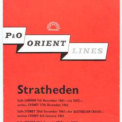 Leaflet - 'Postal Information P&O Line 'SS Stratheden', 1961