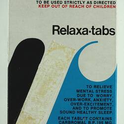 Packet - Drug, Relaxa-tabs (Carbromal and Bromvaletone), H.W. Woods Pty. Ltd., Huntingdale, Victoria, circa 1960