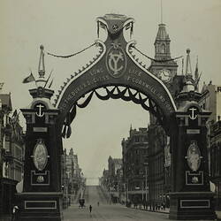 Photograph - Federation Celebrations, 'The Duke's Arch, Bourke Street', Melbourne, May1901